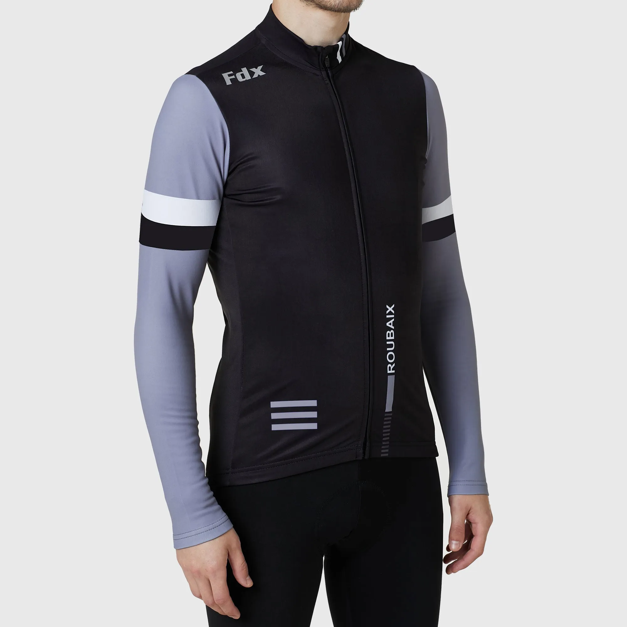 Fdx Men's & Boy's Set Limited Edition Thermal Roubaix Long Sleeve Cycling Jersey & Bib Tights - Black