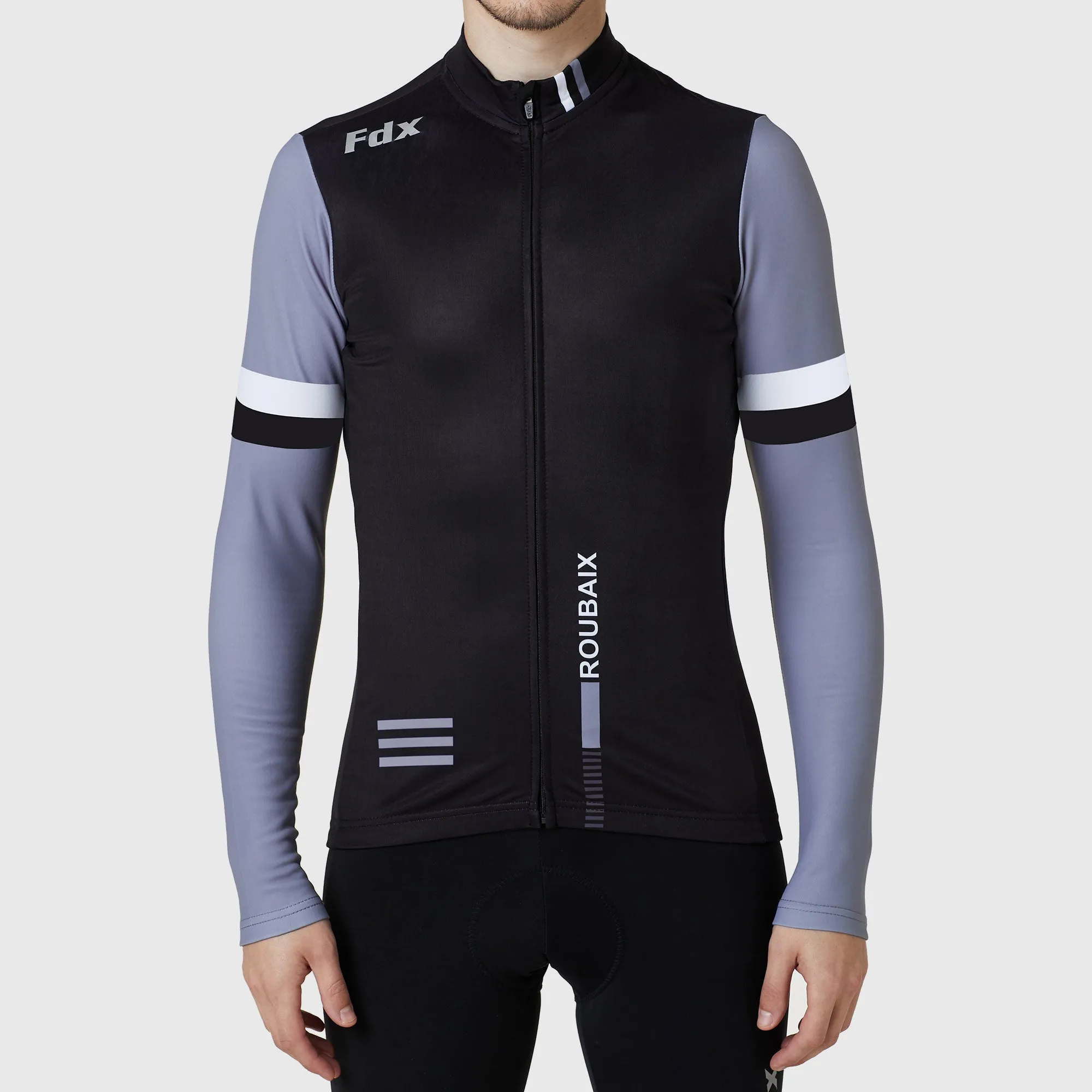 Fdx Men's & Boy's Set Limited Edition Thermal Roubaix Long Sleeve Cycling Jersey & Bib Tights - Black