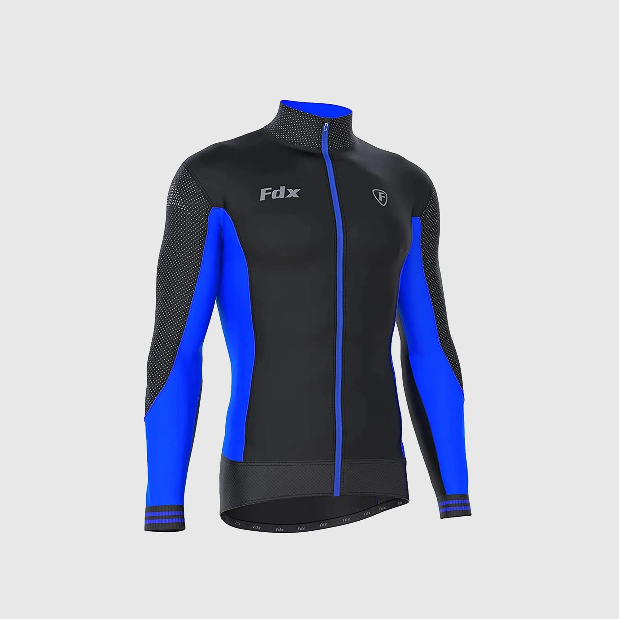 Fdx Men's & Boy's Set Thermodream Thermal Roubaix Long Sleeve Cycling Jersey & Bib Tights - Blue