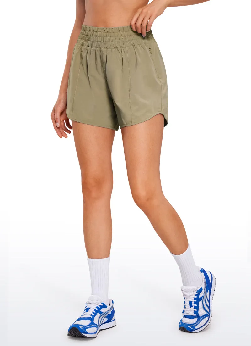 Feathery-Fit Soft High Rise Mesh Liner Shorts with Zip Pockets 4''