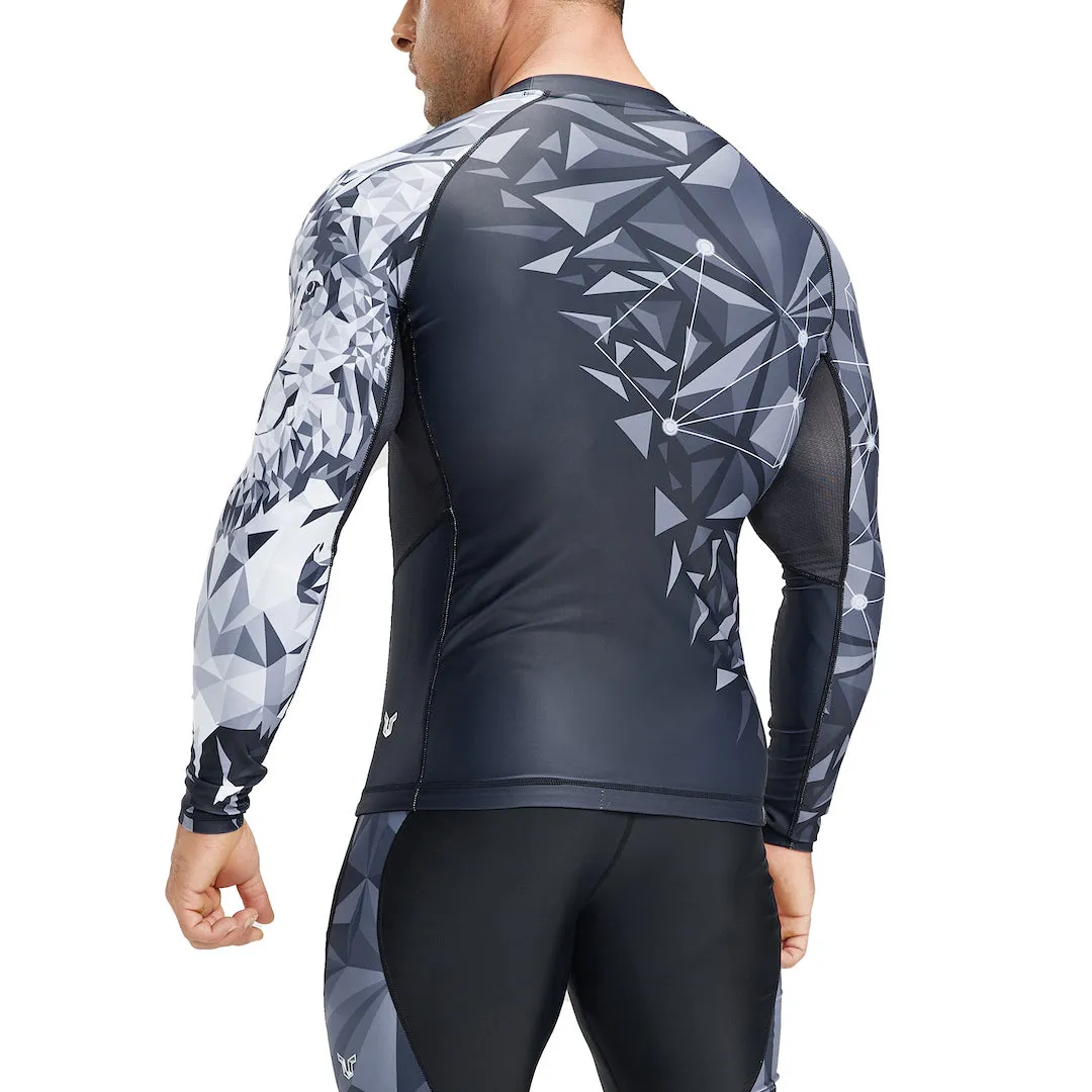 Geometric Beast UPF50  Long Sleeve Rashguard for Men - Wolf Style