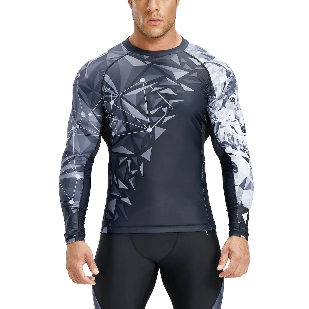 Geometric Beast UPF50  Long Sleeve Rashguard for Men - Wolf Style