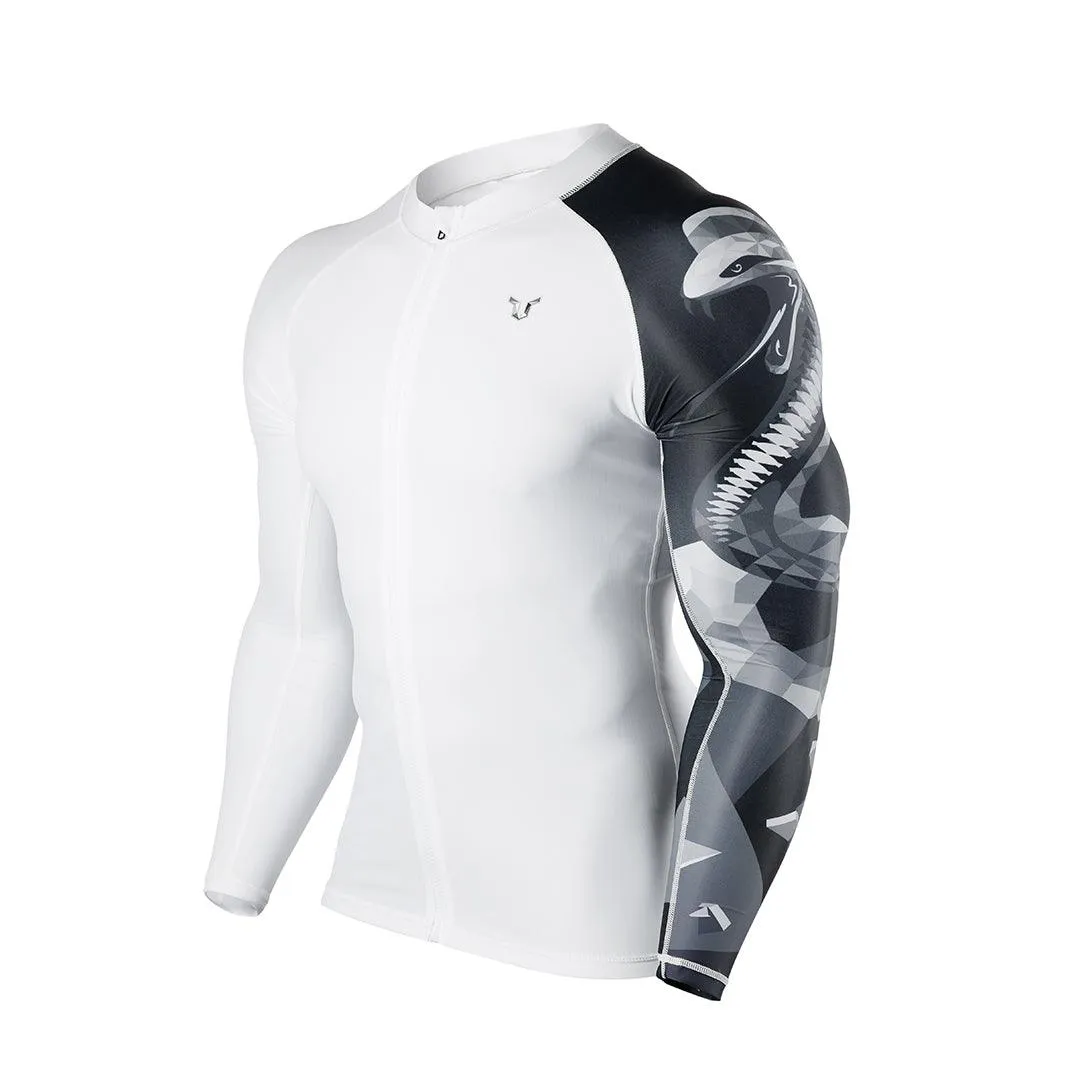 Geometric UPF50  Mens Rashguard with Zip - Cobra Style