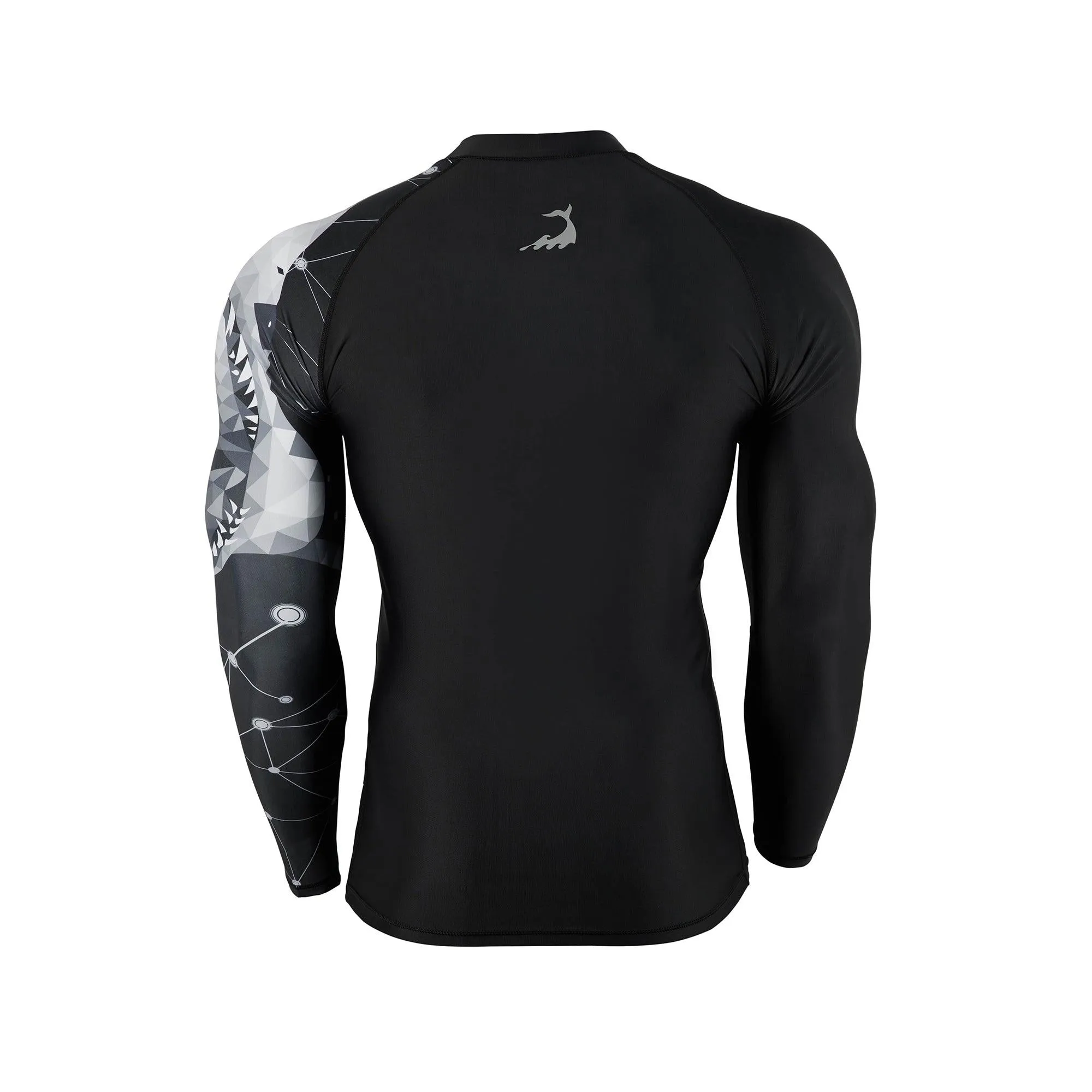 Geometric UPF50  Mens Rashguard with Zip - Shark Style