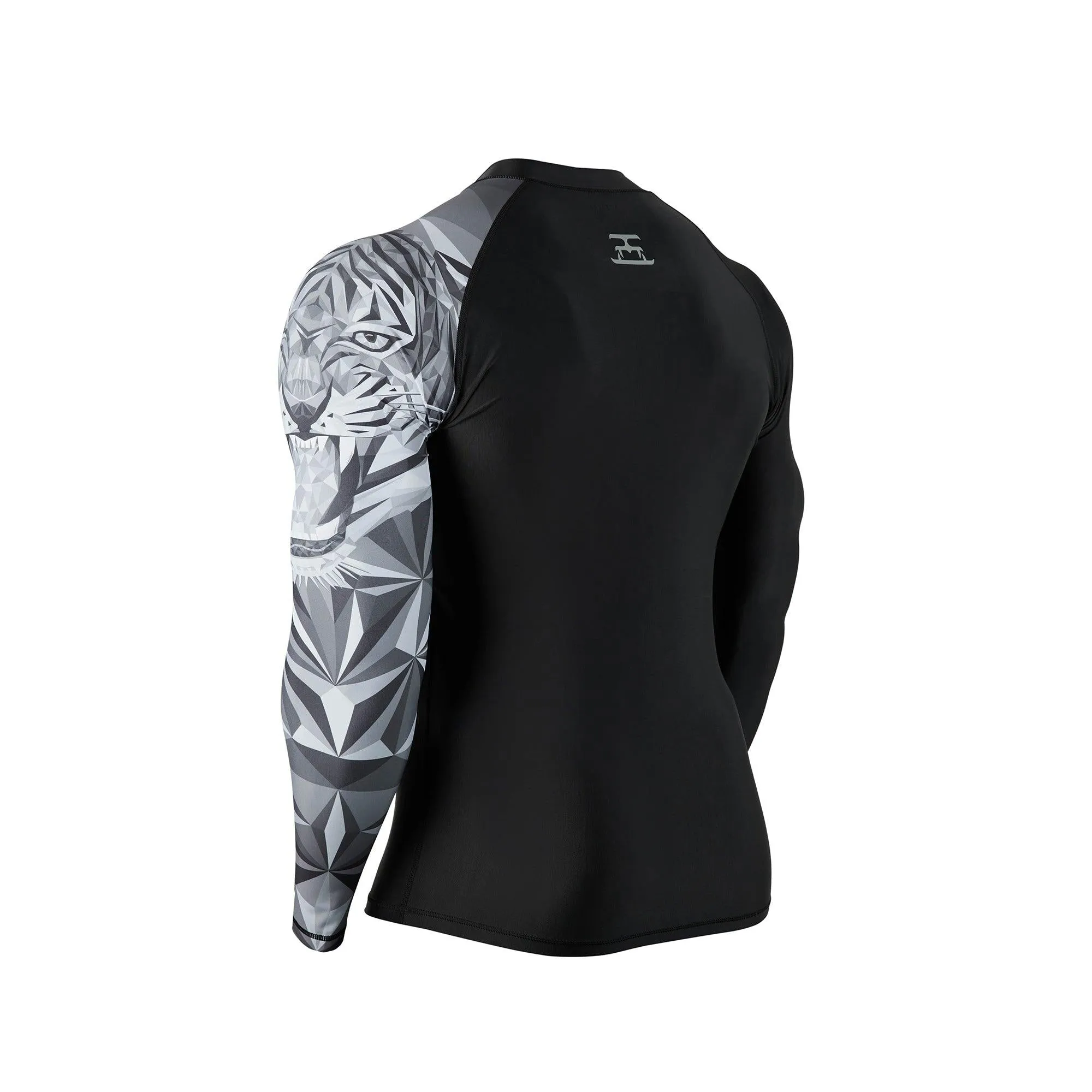 Geometric UPF50  Mens Rashguard with Zip - Tiger Style