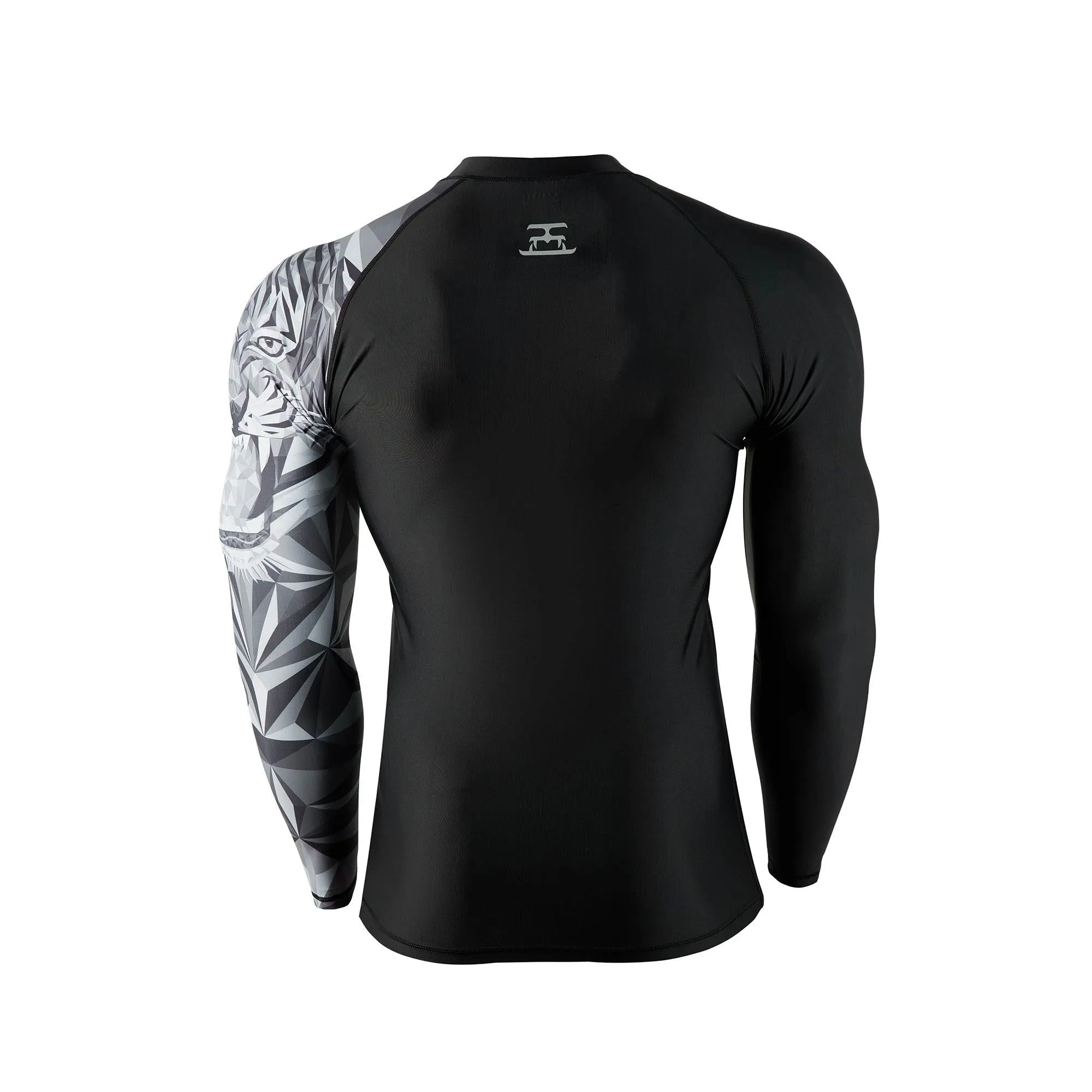 Geometric UPF50  Mens Rashguard with Zip - Tiger Style