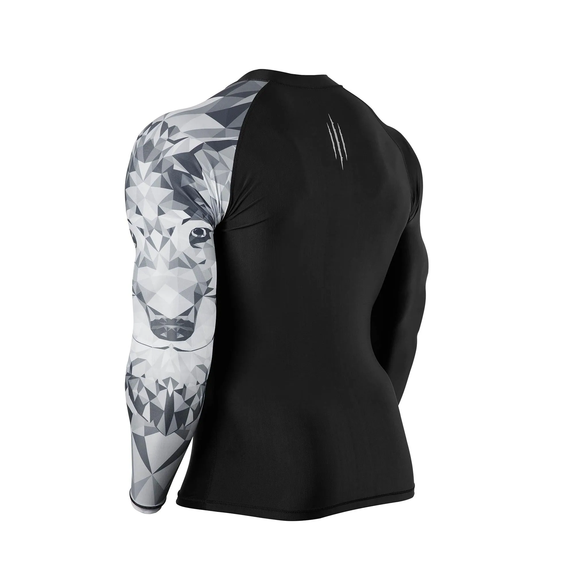 Geometric UPF50  Mens Rashguard with Zip - Wolf Style