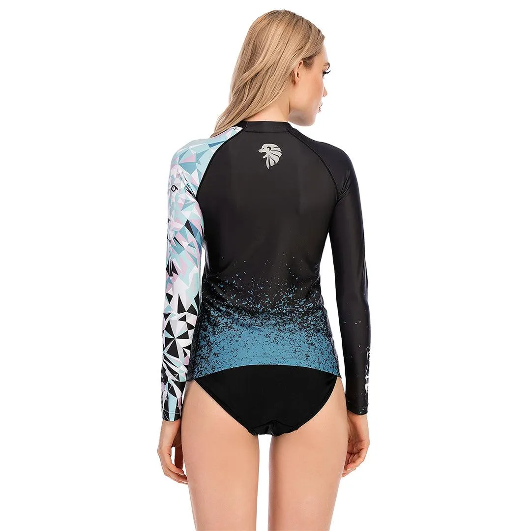 Graphic Long Sleeve Rash Guards for Women - Lion Style