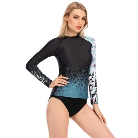 Graphic Long Sleeve Rash Guards for Women - Lion Style