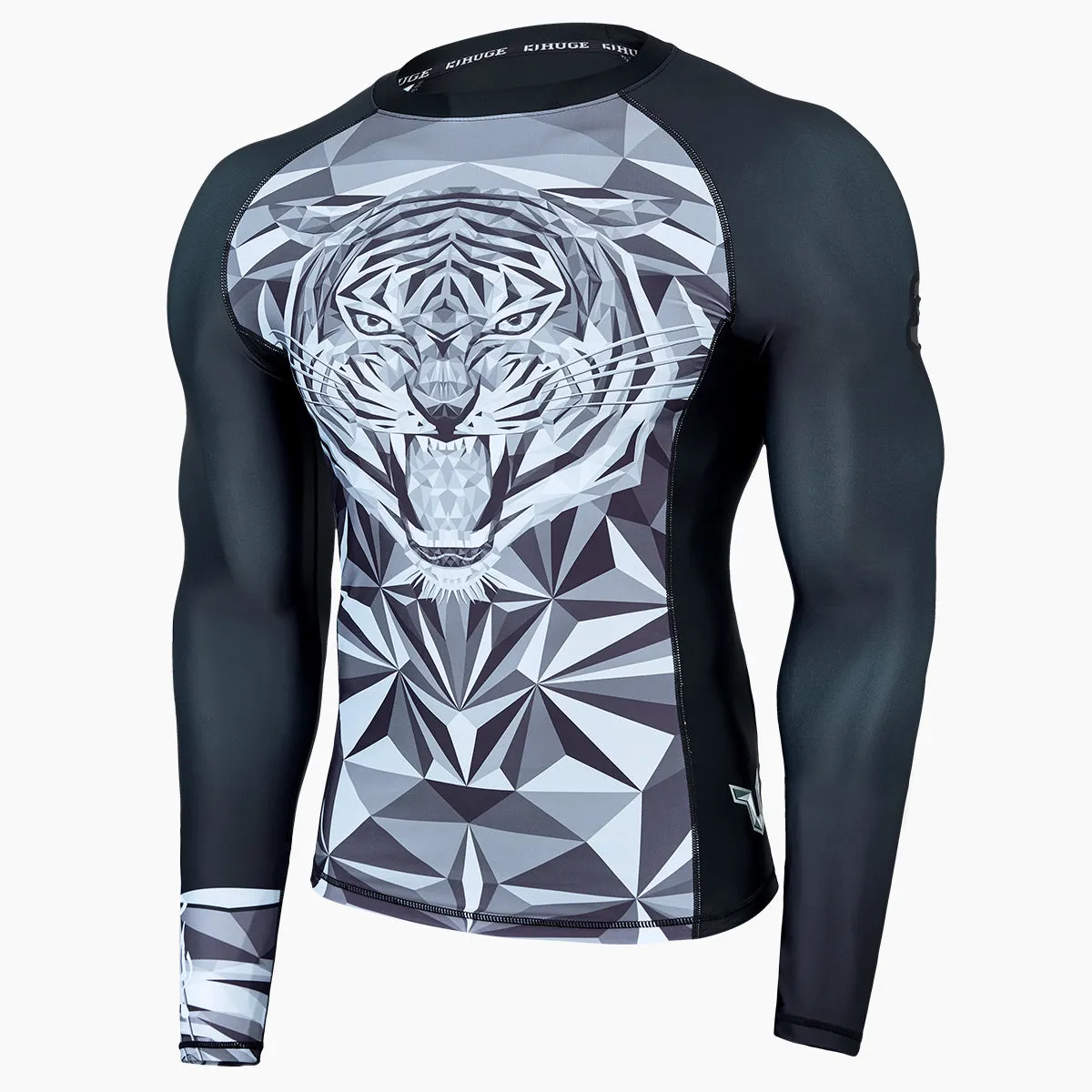 Graphic UPF50  Long Sleeve Rash Guards for Men - Tiger Style