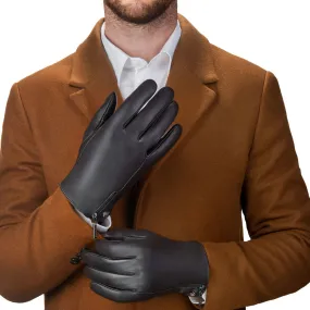 Half Zipper Real Leather Gloves