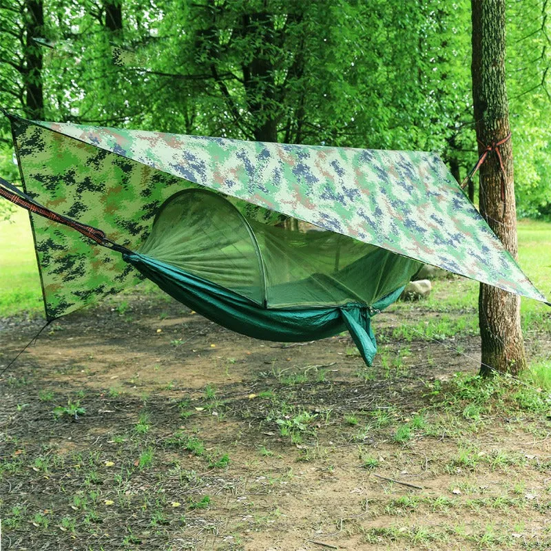 Hammock with Net and Rain Fly - Portable Double Hammock with Bug Net and Tent Tarp Heavy Duty Tree Strap