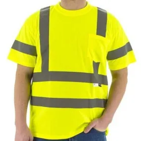 High Visibility Birdseye Mesh Short or Long Sleeve Shirts - ANSI 3, Reflective Striping (PK 12 Shirts)