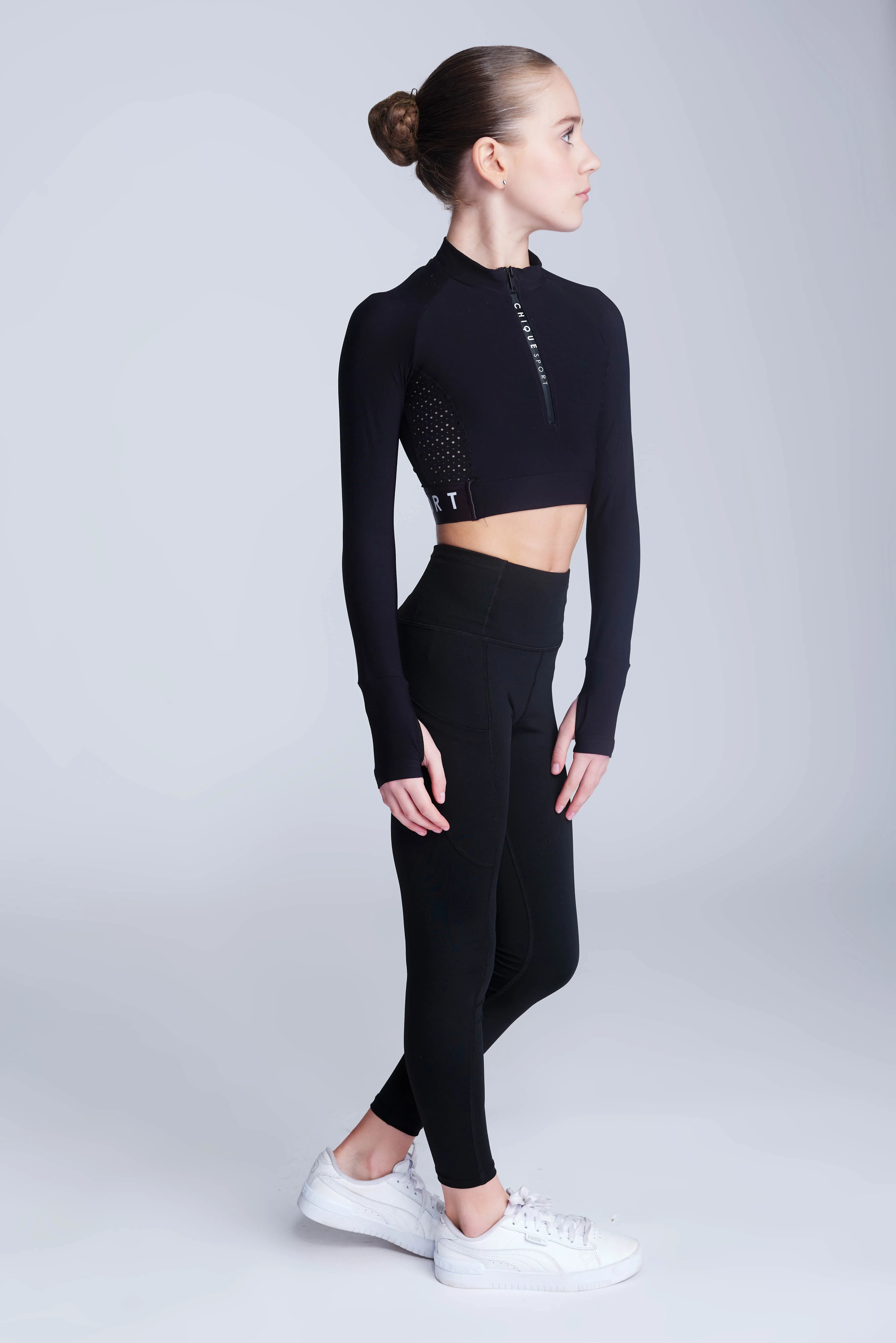 Ignite Long-Sleeve Crop in Black