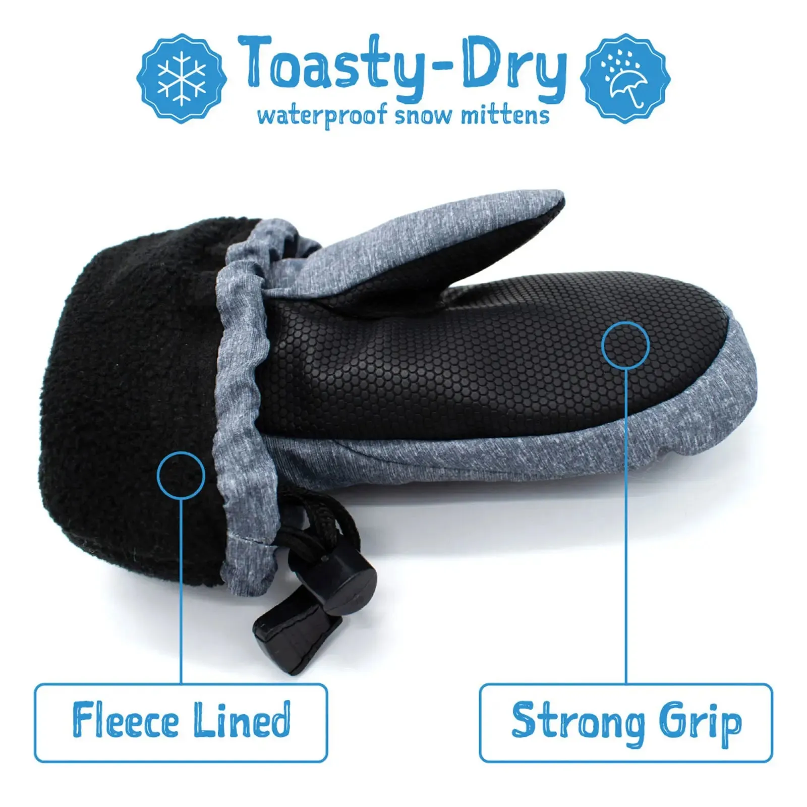 Jan & Jul Kids Toasty-Dry Waterproof Snow Mitten - Black