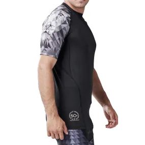 Land-to-Water UPF50  Short Sleeve Black Rash Guard - Lion Style