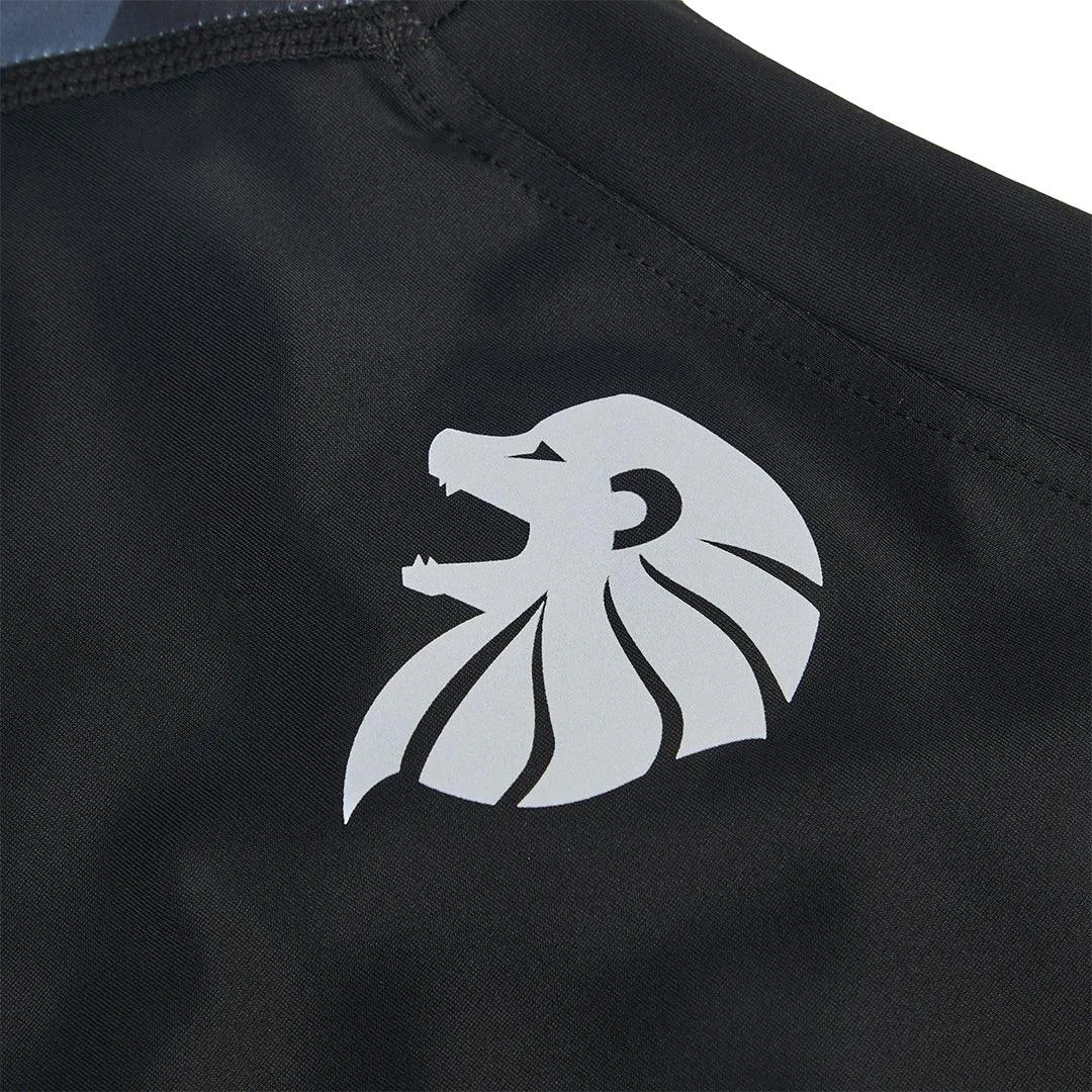 Land-to-Water UPF50  Short Sleeve Black Rash Guard - Lion Style