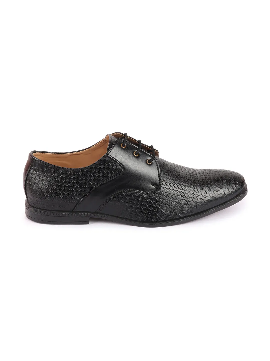 Men Black Pattern Design Formal/Office Lace Up Shoes