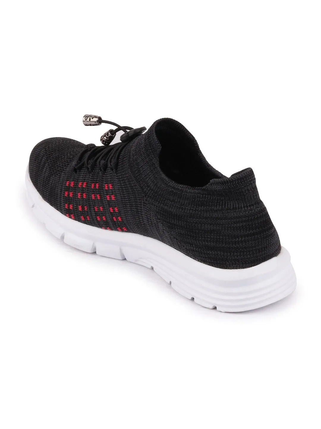 Men Black Sports Lace-Up Outdoor Running Shoes