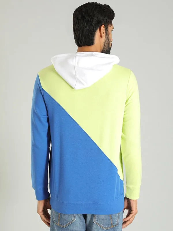 Men Color Block Full Sleeve Sweatshirt with Hoodie