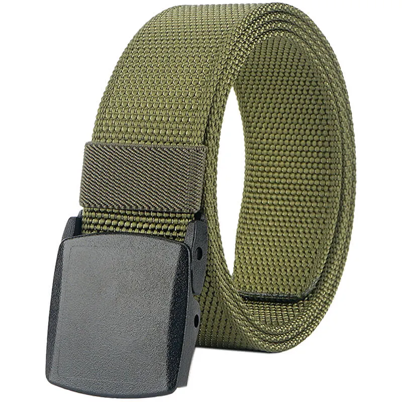 Mens Belt Web, Casual Belt with Plastic Buckle Breathable, Easy Trim to Fit 27- 46" Pants