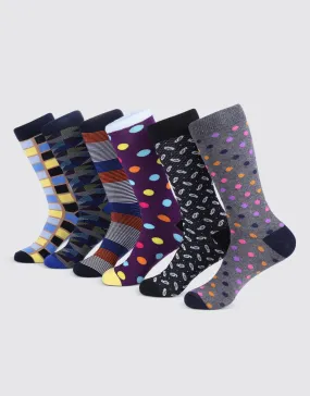 Men's Bold Designer Dress Socks 6 Pack