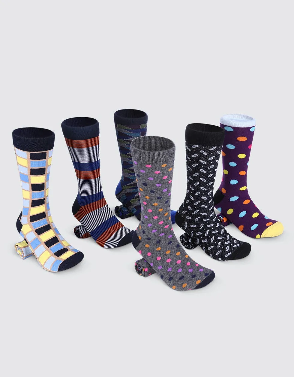 Men's Bold Designer Dress Socks 6 Pack