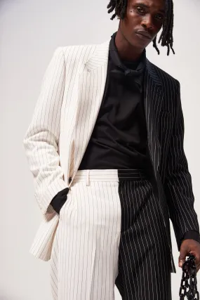 Spliced Black & White Pinstripe Blazer