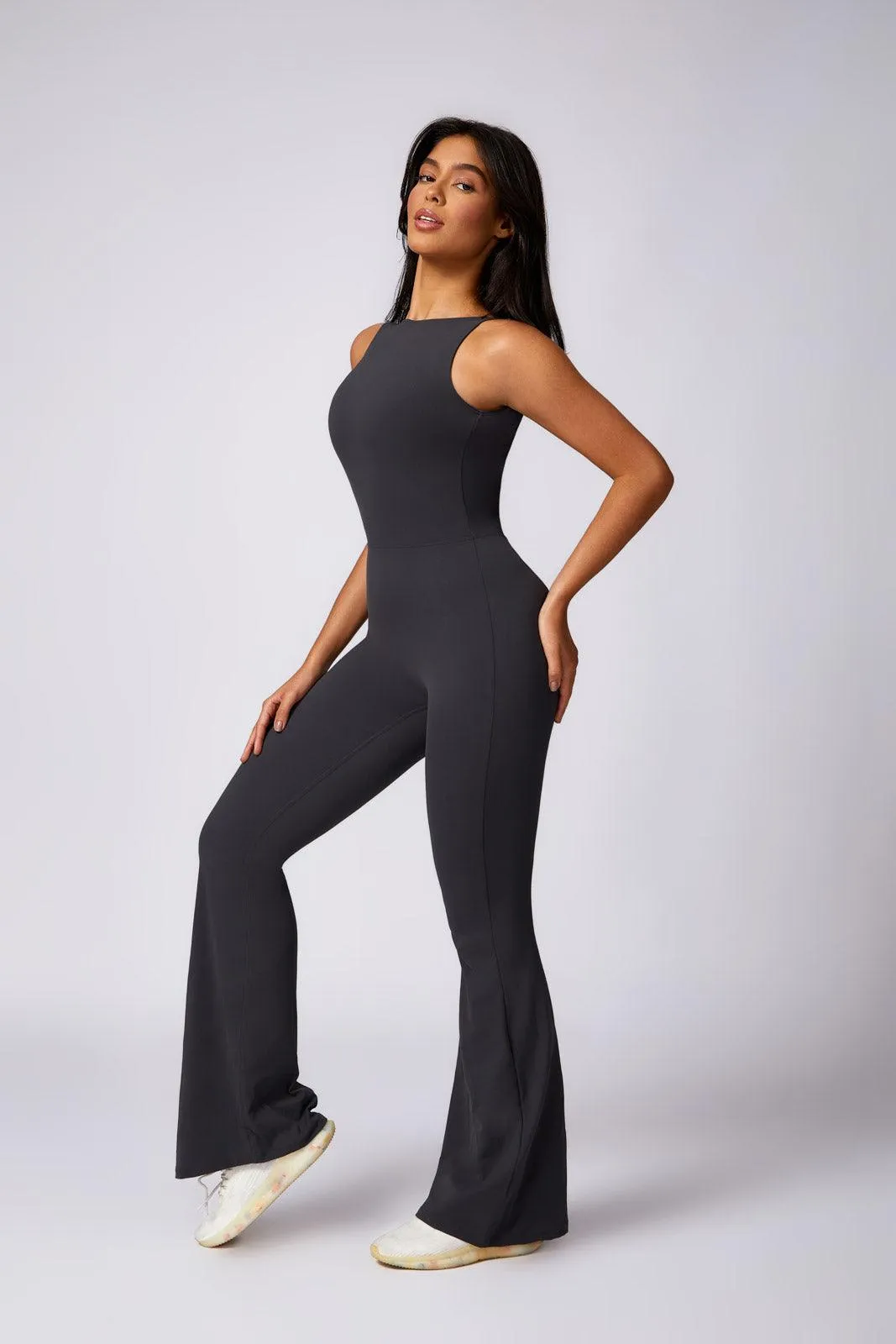 Stella Flared Jumpsuit - Charcoal (FINAL SALE)