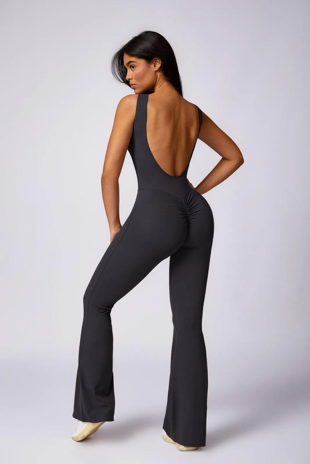 Stella Flared Jumpsuit - Charcoal (FINAL SALE)