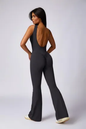 Stella Flared Jumpsuit - Charcoal (FINAL SALE)