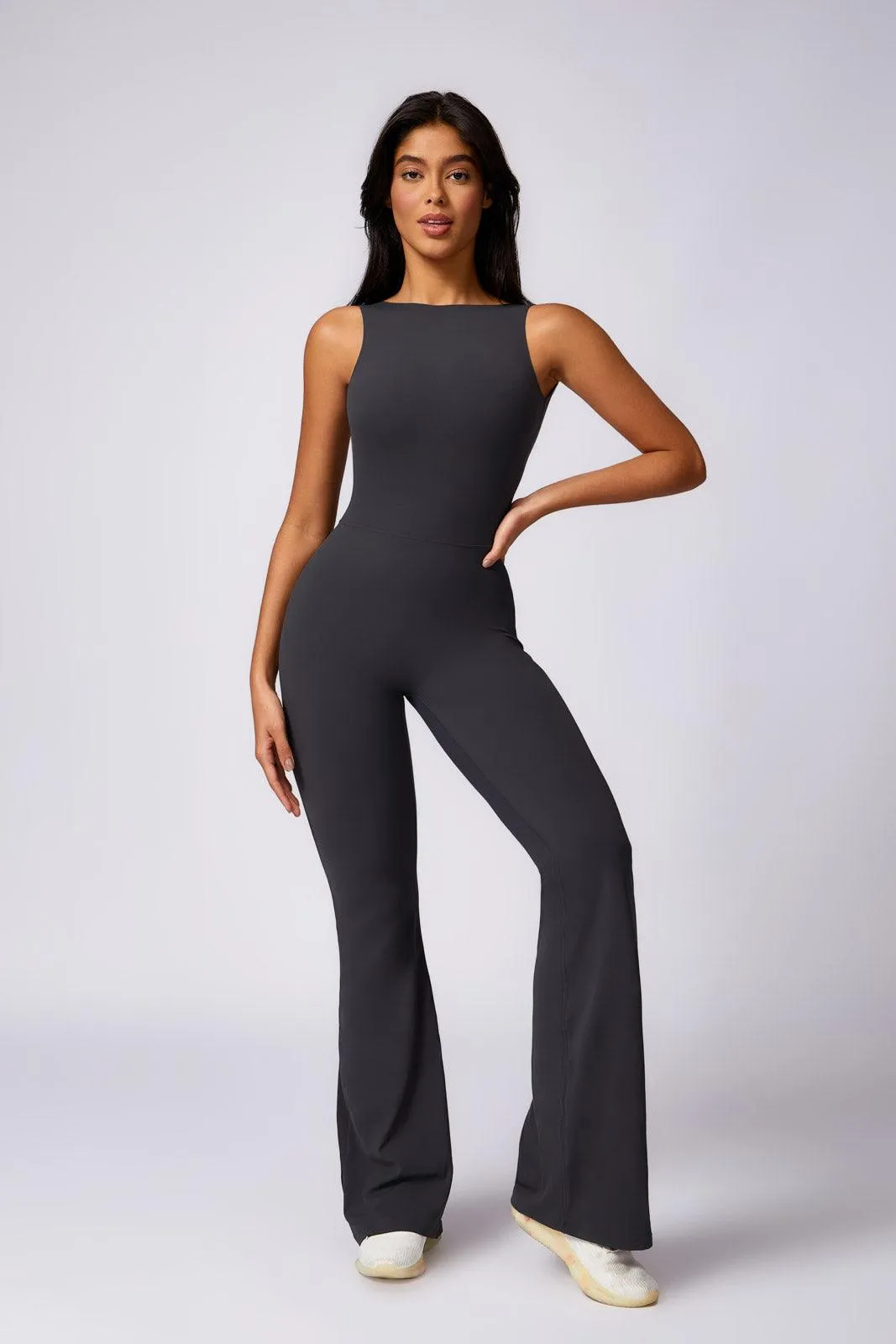 Stella Flared Jumpsuit - Charcoal (FINAL SALE)