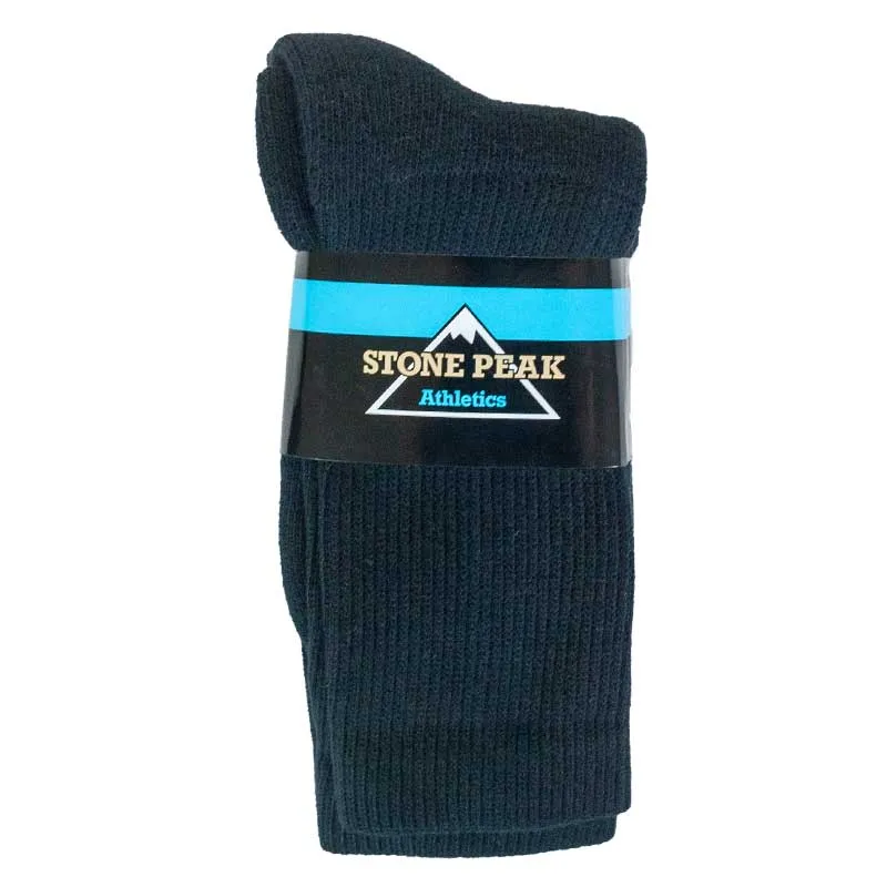 Stone Peak Crew Youth Socks - Black 3 pack