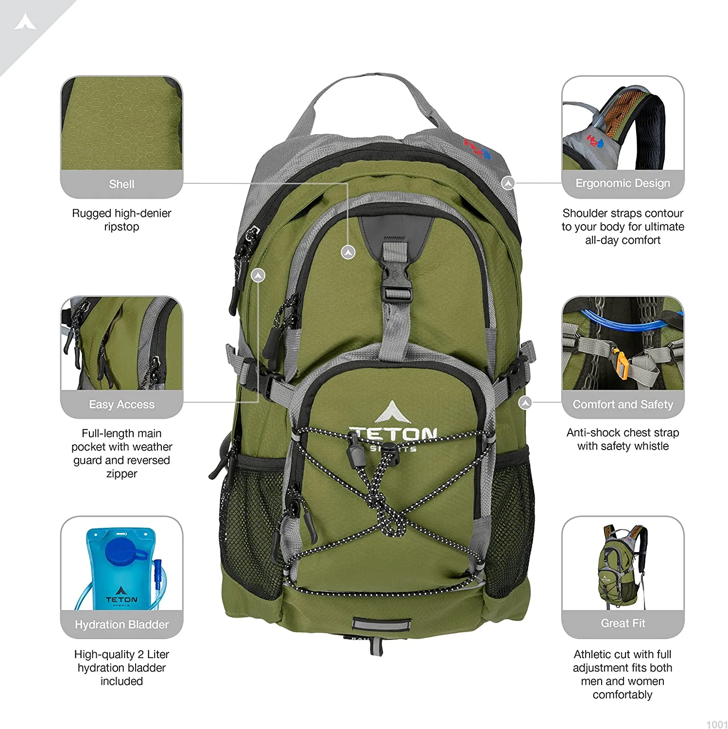 TETON Sports Oasis 18L Hydration Pack with Free 2-Liter Water Bladder; the Perfect Backpack for Hiking, Running, Cycling, or Commuting