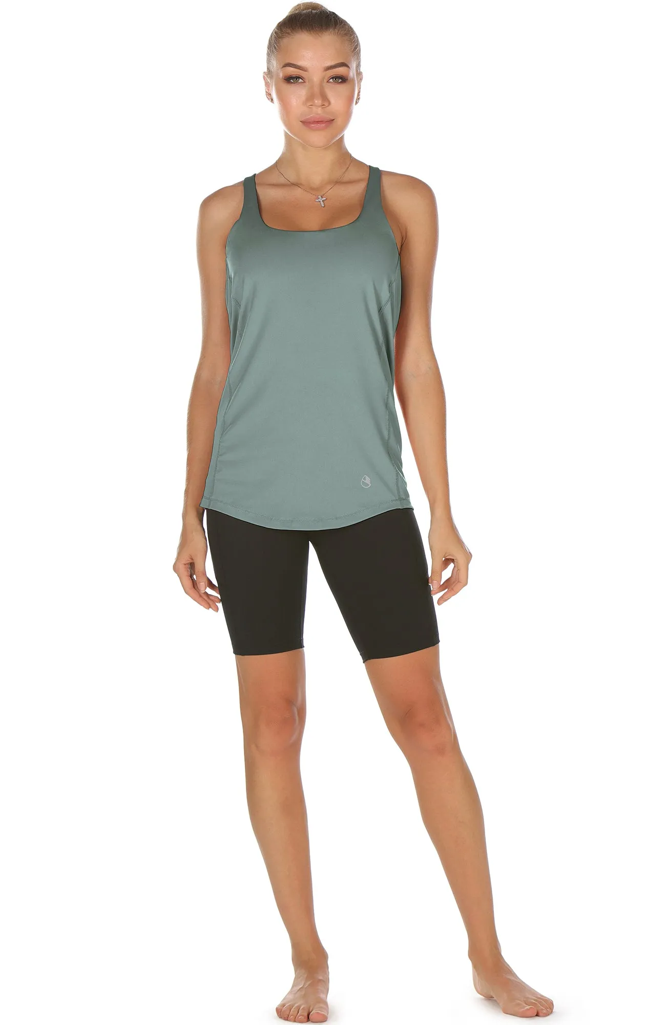 TK1A icyzone Workout Tank Tops Built in Bra - Women's Strappy Athletic Yoga Tops, Exercise Running Gym Shirts