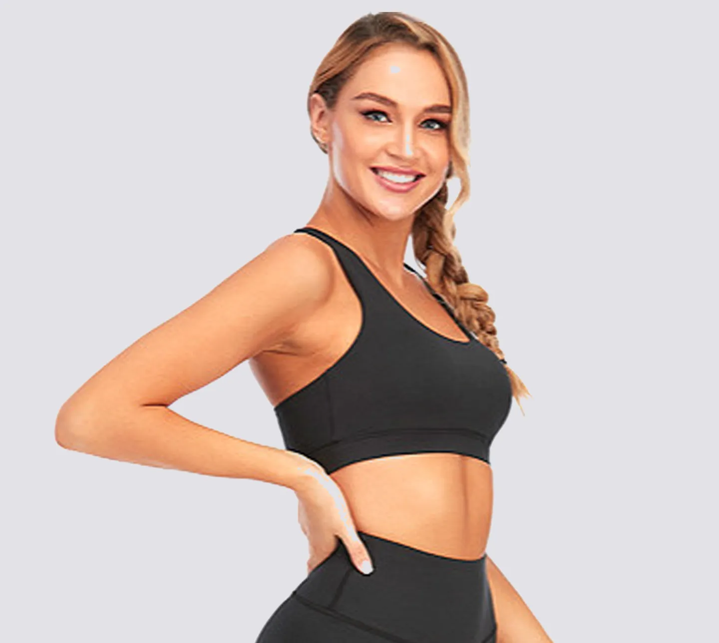 Women's Nabtos® Performance Activewear Yoga Sports Strappy Back Padded Bra-Black