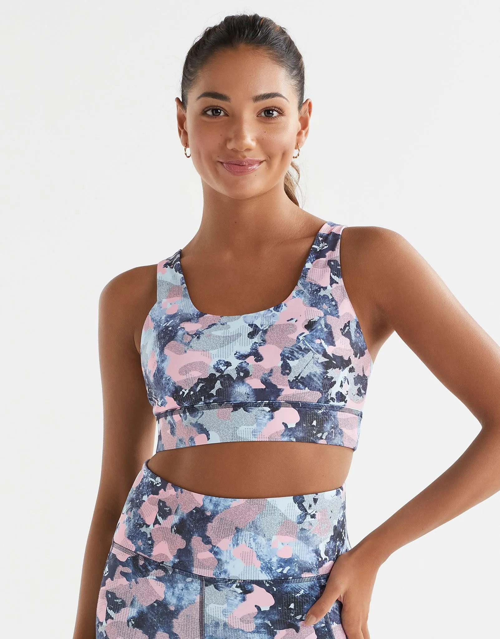 ZOE Air-Core Sports Bra - Blue & Pink Abstract Print